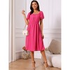 INSPIRE CHIC Women's Eyelet Square Neck Short Puff Sleeve Casual A Line Summer Midi Dress - 3 of 4