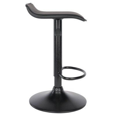 Adjustable Black Leather Swivel Bar Stool - Set of 2