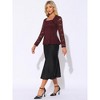 Allegra K Women's Lace Square Neck Long Sleeve Stertch Elegant Casual Peplum Blouse - 4 of 4
