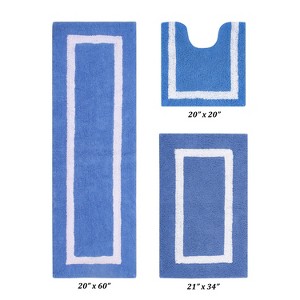 Hotel Bath Rug 100% Premium Cotton Tufted Weave Two Tone Reversible 3 Piece Bathroom Rug Set, Super Soft & Water Absorbent, Machine Washable Bathmat - 1 of 4