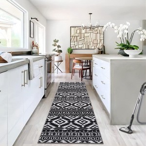 Machine Washable Area Rugs Ultra Thin Boho Vintage Geometric Throw Rugs Non Slip Foldable Floor Cover Stain Resistant Indoor Carpet - 1 of 4