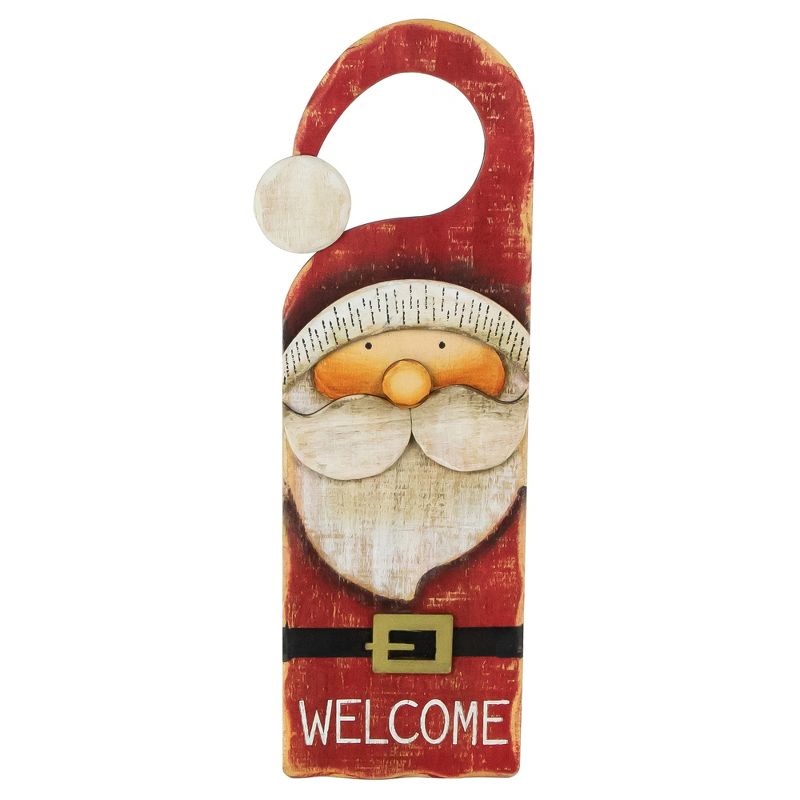 Northlight 14" Santa Claus "Welcome" Christmas Door Knob Hanger, 1 of 7