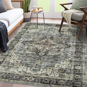 Vintage Area Rug, Large Washable Living Room Bedroom Rug Distressed Non-Slip Non-Shedding Low Pile Area Rug Floor Carpet for Dining Room Home - 1 of 4