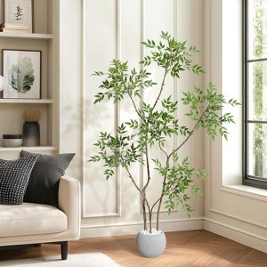 Artificial Plants Indoor, Fake Plants Faux Floor Plant in Pot, Artificial Trees for Home Decor Office Living Room Bedroom Decorative Fakeplants - 1 of 4