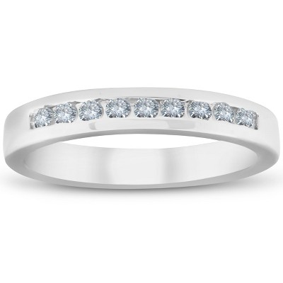 Pompeii3 1/4ct Diamond Wedding 14k White Gold Stackable Channel Set Ring High Polished - Size 5