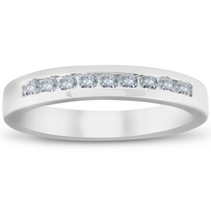 Pompeii3 1/4ct Diamond Wedding 14k White Gold Stackable Channel Set Ring High Polished - 1 of 4