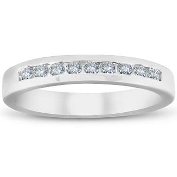 Pompeii3 1/4ct Diamond Wedding 14k White Gold Stackable Channel Set Ring High Polished - Size 4.5