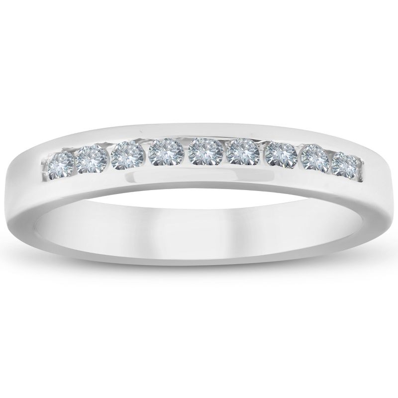 Pompeii3 1/4ct Diamond Wedding 14k White Gold Stackable Channel Set Ring High Polished - Size 9, 1 of 6