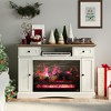 Heynemo TV Stand with 28" Fireplace for TVs up to 55", Media Console Table with Adjustable Shelves, Double-door Design, Entertainment Center, White - 4 of 4