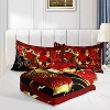 Red Golden Butterfly Comforter Set,Vibrant Red Rose Bedding Set,Flower Butterflies Quilt Set for Adults, three-piece set - 4 of 4