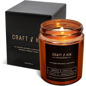 Craft & Kin Smoke & Vanilla Candle Scented Candle 8oz 45 Burning Hour - 1 of 4