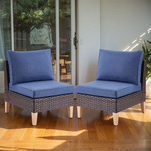 Gymojoy 3PCS Outdoor Patio Sectional Sofa Wicker Sofa Rattan & Wicker Modern Modular Sofa - 1 of 4