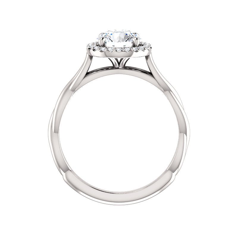 Pompeii3 1ct Diamond Halo Vintage Solitaire Round Cut Intertwined Band 14k White Gold, 2 of 6