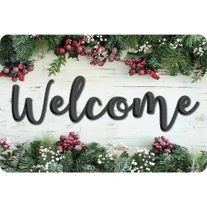 Ashley Productions® The Original Fun Mat™, Welcome Mat, 15.5" x 23.5", Winter Garland Berries Welcome - 1 of 1