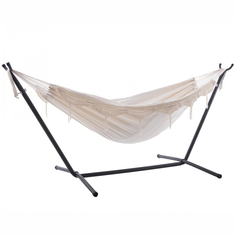 Vivere 9ft Double Cotton Hammock with Stand, 1 of 2