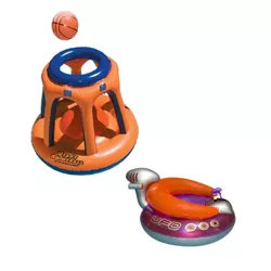 Swimline Basketball Hoop Toy & UFO Lounge Chair Swimming Pool Float w/Squirt Gun