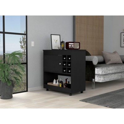 NicBex Mobile Kitchen Island Cart Morden Kitchen Carts on Wheels with Storage, Storage Shelf, 1 Cabinet Door and 6 Bottle Rack for Kitchen