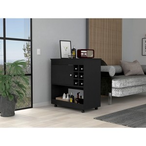 NicBex Mobile Kitchen Island Cart Morden Kitchen Carts on Wheels with Storage, Storage Shelf, 1 Cabinet Door and 6 Bottle Rack for Kitchen - 1 of 4
