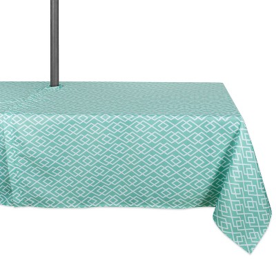 60"x84" Diamond Outdoor Tablecloth Aqua - Design Imports