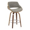 Set of 2 26" Fabric Mid-Century Modern Counter Stools with Wood Legs, Round Chrome Footrest, and 360¡ã Swivel for Kitchen - 2 of 4