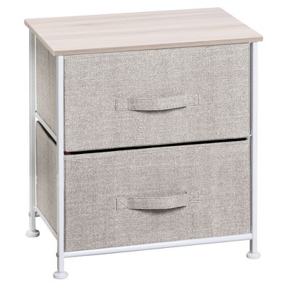 mDesign 2 Drawer Dresser End Table Night Stand Furniture, Linen/Tan/Natural