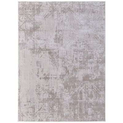 Prasad Modern Abstract Ivory/Taupe/Silver Area Rug