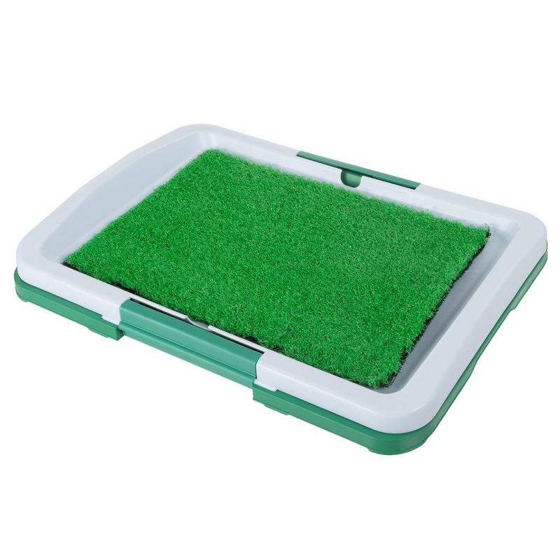 Small Green Artificial Grass Potty Trainer Mat with Tray