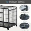 FURNIinspire Pet Crates And Houses Folding Metal Dog Cage With Removable Tray, Indoor Outdoor Pet House With Locking Wheels, Black, 22.8"*37"*27.3" - 2 of 4