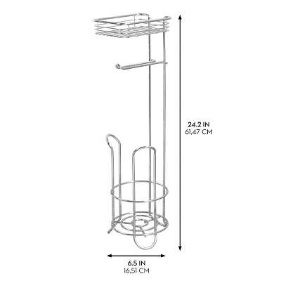 Chrome Free Standing Toilet Paper Holder with Shelf