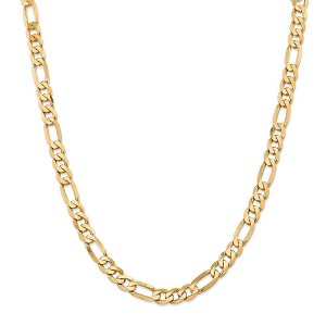 Black Bow Jewelry Men's 7.5mm 14k Yellow Gold Flat Figaro Chain Necklace - 1 of 4
