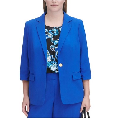 Calvin Klein Womens Solid One Button Blazer Jacket