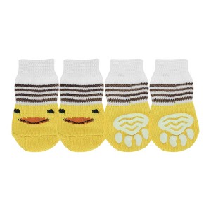 Unique Bargains Dog Cats Non-Slip Socks Duck Pattern Paw Protection and Traction Color Mixing 4 Pcs - 1 of 4