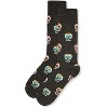 Memoi Men's Mustachioed Sugar Skull Bamboo Blend Crew Socks - 3 of 3