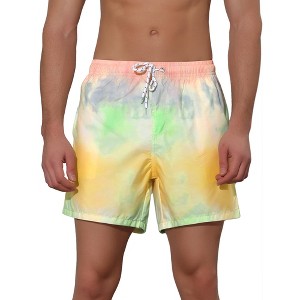 Lars Amadeus Men's Tie-Dye Printed Elastic Waistband Vacation Swim Trunks - 1 of 4