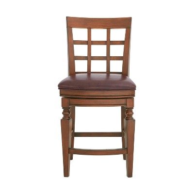Elegant Mahogany Rubberwood Counter Height Swivel Stool, Set of 2