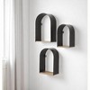 HomeRoots Set Of Three Black And Brown Metal And Solid Wood Arched Wall Mounted Accent Shelf - 2 of 4