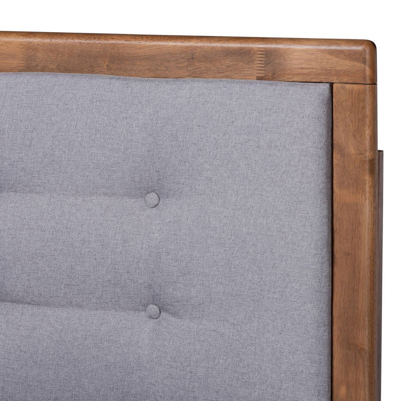 Full Livinia Fabric Upholstered Wood Platform Bed Light Gray/Ash Walnut - Baxton Studio, 5 of 9