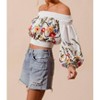 Women's Floral Embroidered Off The Shoulder Top - MACARON - 3 of 4