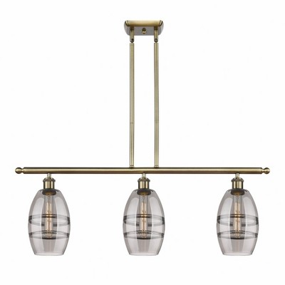 Vaz - 3 Light Stem Hung Island In Industrial Style-8.63 Inches Tall and 36 Inches Wide
