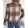 Women's  Flannel Plaid Cropped Shacket Jacket Fashion Blazers Shirt Coat Tops - 4 of 4