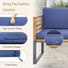 Tangkula 4PCS Acacia Wood Patio Conversation Set Outdoor Furniture Set w/ Navy Cushions - 3 of 4