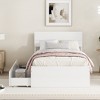Whisen Modern Twin Bed Frame For White High Gloss Headboard and Footboard with Trundle or Drawers, Space-Saving Design - 3 of 4