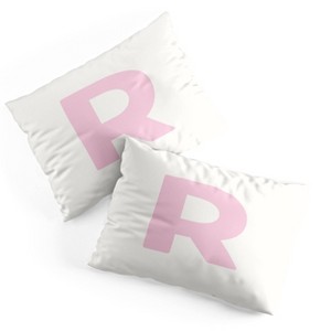 Deny Designs Standard April Lane Art Block Pink Monogram R Microfiber Printed Pillow Sham - 1 of 3