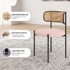 Modern Upholstered Dining Chairs Set of 4 Rattan Back Dining Room Chairs Accent Kitchen Chairs with Metal Legs Pink - 3 of 4