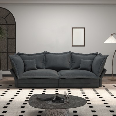 90.55" Modern Sofa Couch, Comfy Upholstered Deep Seat Sofa with Pillows, Convertible  Loveseat for Living Room Bedroom Apartment Office