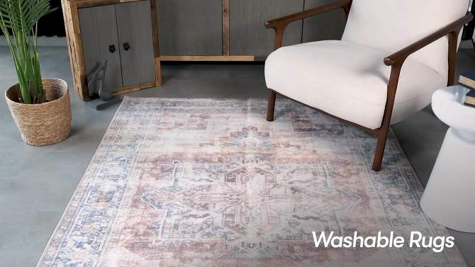 World Rug Gallery Contemporary Distressed Stripe Machine Washable Area Rug, 2 of 13, play video