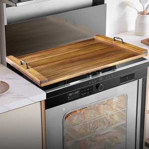 Acacia Noodle Board Stove Cover Wood with Handles for Gas/Electric Stove Top, 30" x 22" Extra Thick Kitchen Sink Cover Board, Decorative Serving Tray - 1 of 4
