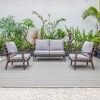Leisuremod Walbrooke Modern 3 Piece Patio Set with Brown Aluminum Frame - 3 of 4