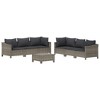 vidaXL 7 Piece Patio Lounge Set with Cushions Gray Poly Rattan - 3 of 4