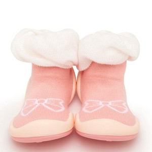 Komuello Baby  Girl First Walk Sock Shoes Bow White - 1 of 4